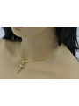 Italienisches gelbes 14k Gold katholisches Kreuz & Spiga Kette ctc001y&cc036y