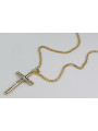 Elegant Italian 14k Gold Catholic Cross Necklace with Spiga Chain ctc001y&cc036y