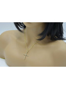 Elegant Italian 14k Gold Cross Necklace with Spiga Chain ctc011y&cc035y