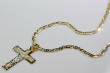 Croix catholique en or jaune 14 carats italien & perles de nacre 