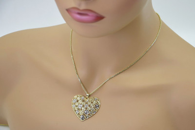 "Chic Italian 14k Gold Heart Pendant with Rope Chain" cpn003yw&cc078yw