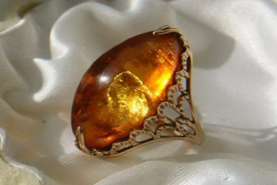 "Vintage Amber Elegance: Original 14K Rose Gold Ring" vrab001 vrab001