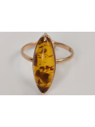 Russian rose Soviet pink USSR red 585 583 gold amber ring vrab002