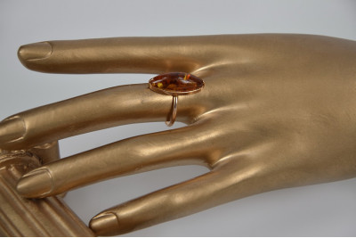 K14 14k 583 amber 旧ソ連 ソビエト 琥珀 ヴィンテージ リング Vintage Amber Engagement Ring Set Solid Gold Amber Jewelry