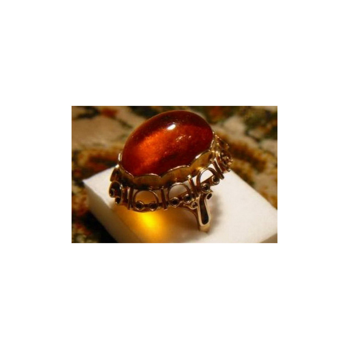 Russian rose Soviet pink USSR red 585 583 gold amber ring vrab005