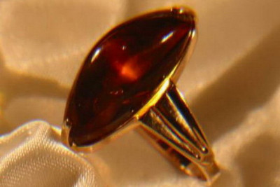 Autentyczny Bursztynowy Pierścień Vintage z 14k różowego złota  vrab006 vrab006