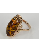 Russian rose Soviet pink USSR red 585 583 gold amber ring vrab010