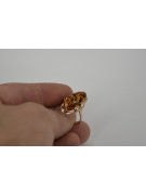 Russische Rose Sowjetische Rosa UdSSR rot 585 583 Gold Bernstein Ring vrab010