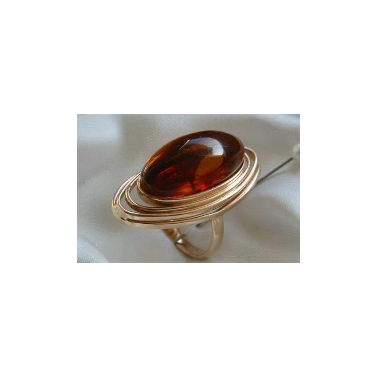 Rose russe rose soviétique URSS rouge 585 583 bague ambre or vrab012