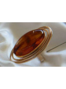 Russian rose Soviet pink USSR red 585 583 gold amber ring vrab012