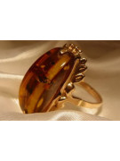 Russian rose Soviet pink USSR red 585 583 gold amber ring vrab015