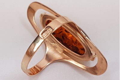 "Anillo de Ámbar Dorado Original 14k y Oro Rosa Antiguo" vrab016 vrab016