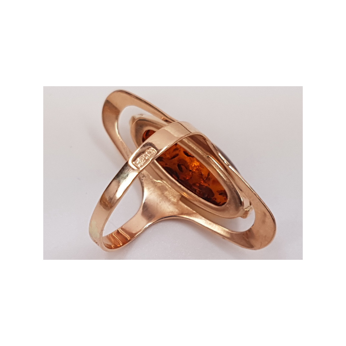 Rose russe rose soviétique URSS rouge 585 583 bague ambre or vrab016