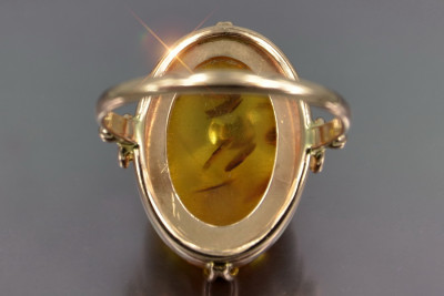 "Bague Ambre Rosée d'Or 14 Carats Vintage Authentique" vrab017 vrab017