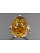 Rosa rusa rosa soviética rojo URSS 585 583 oro anillo ámbar vrab017