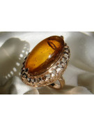 Russian rose Soviet pink USSR red 585 583 gold amber ring vrab022