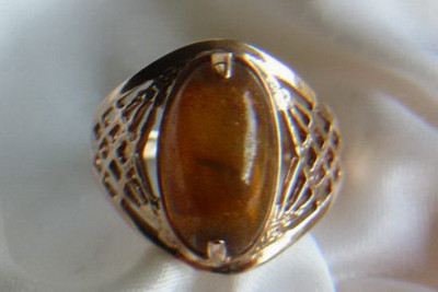 Oryginalny Bursztynowy Pierścień Vintage z 14k Różowego Złota vrab023 vrab023