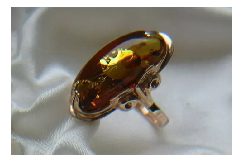 Russian rose Soviet pink USSR red 585 583 gold amber ring vrab024