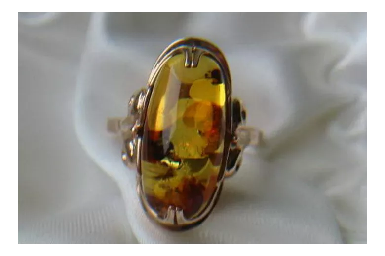 Russian rose Soviet pink USSR red 585 583 gold amber ring vrab024