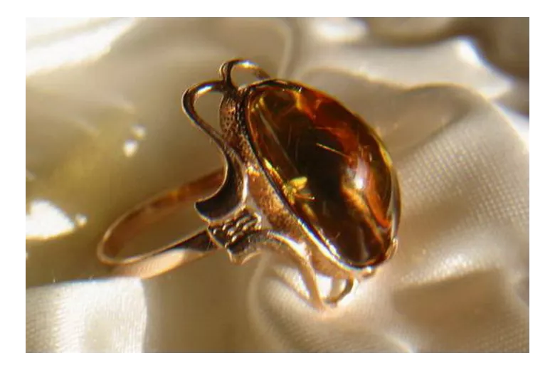 Russian rose Soviet pink USSR red 585 583 gold amber ring vrab026