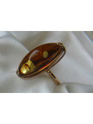 Russian rose Soviet pink USSR red 585 583 gold amber ring vrab027