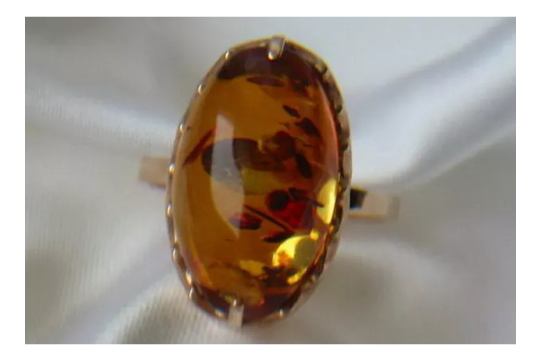 Russian rose Soviet pink USSR red 585 583 gold amber ring vrab028