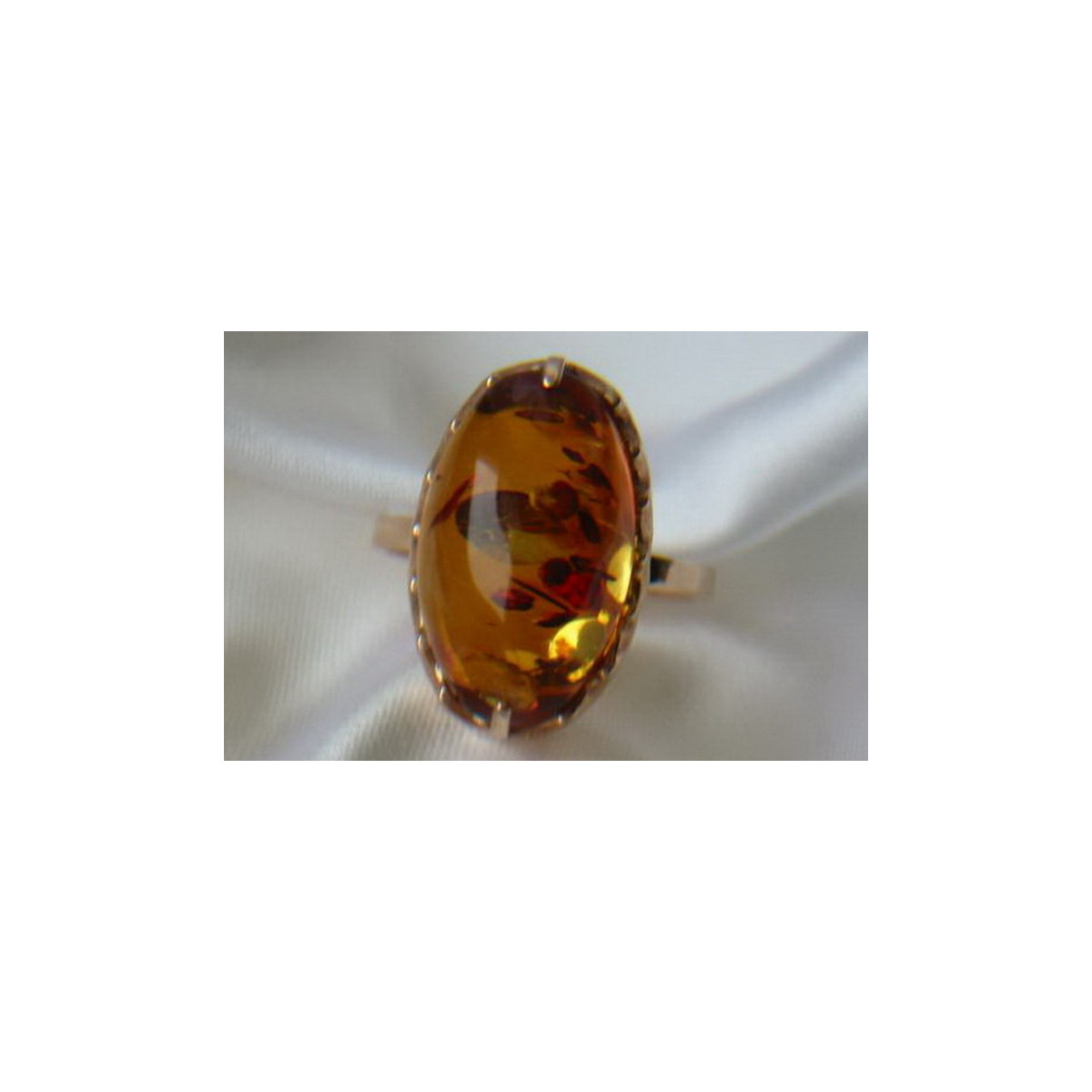 Russian rose Soviet pink USSR red 585 583 gold amber ring vrab028