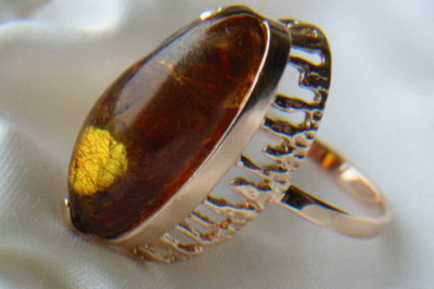 "Original Amber Delight, 14K Vintage Rose Gold Ring"  vrab029 vrab029