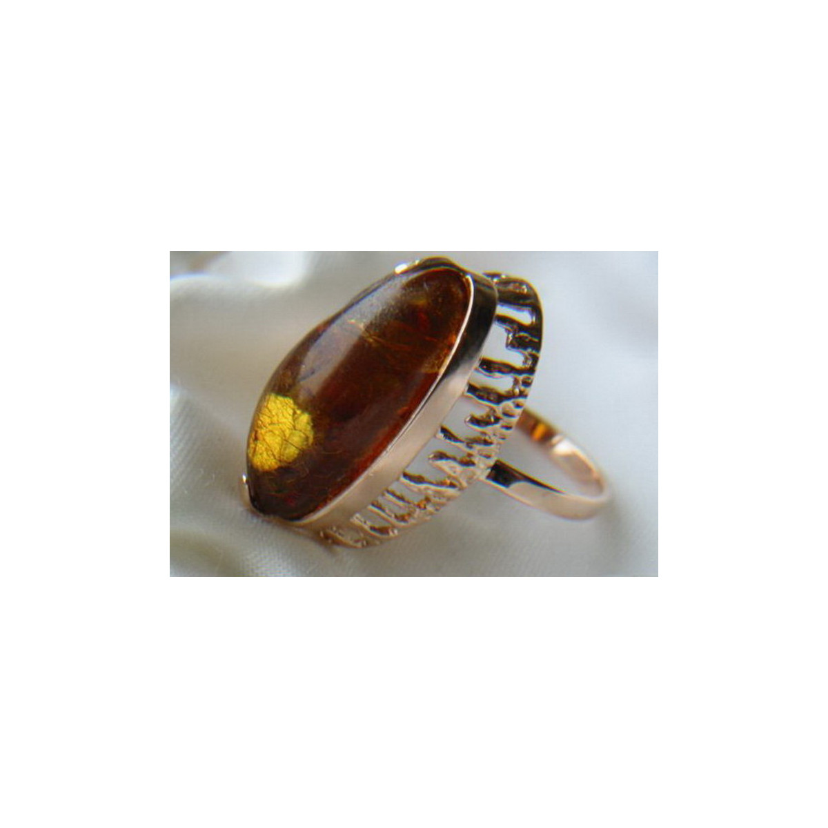 Russische Rose Sowjetische Rosa UdSSR rot 585 583 Gold Bernstein Ring vrab029