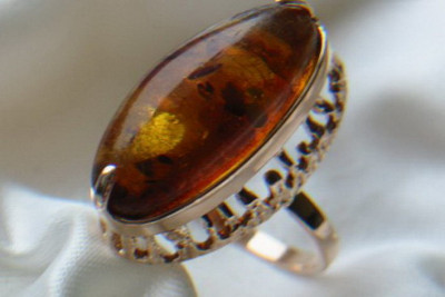 "Original Amber Delight, 14K Vintage Rose Gold Ring"  vrab029 vrab029