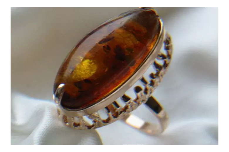 Russian rose Soviet pink USSR red 585 583 gold amber ring vrab029