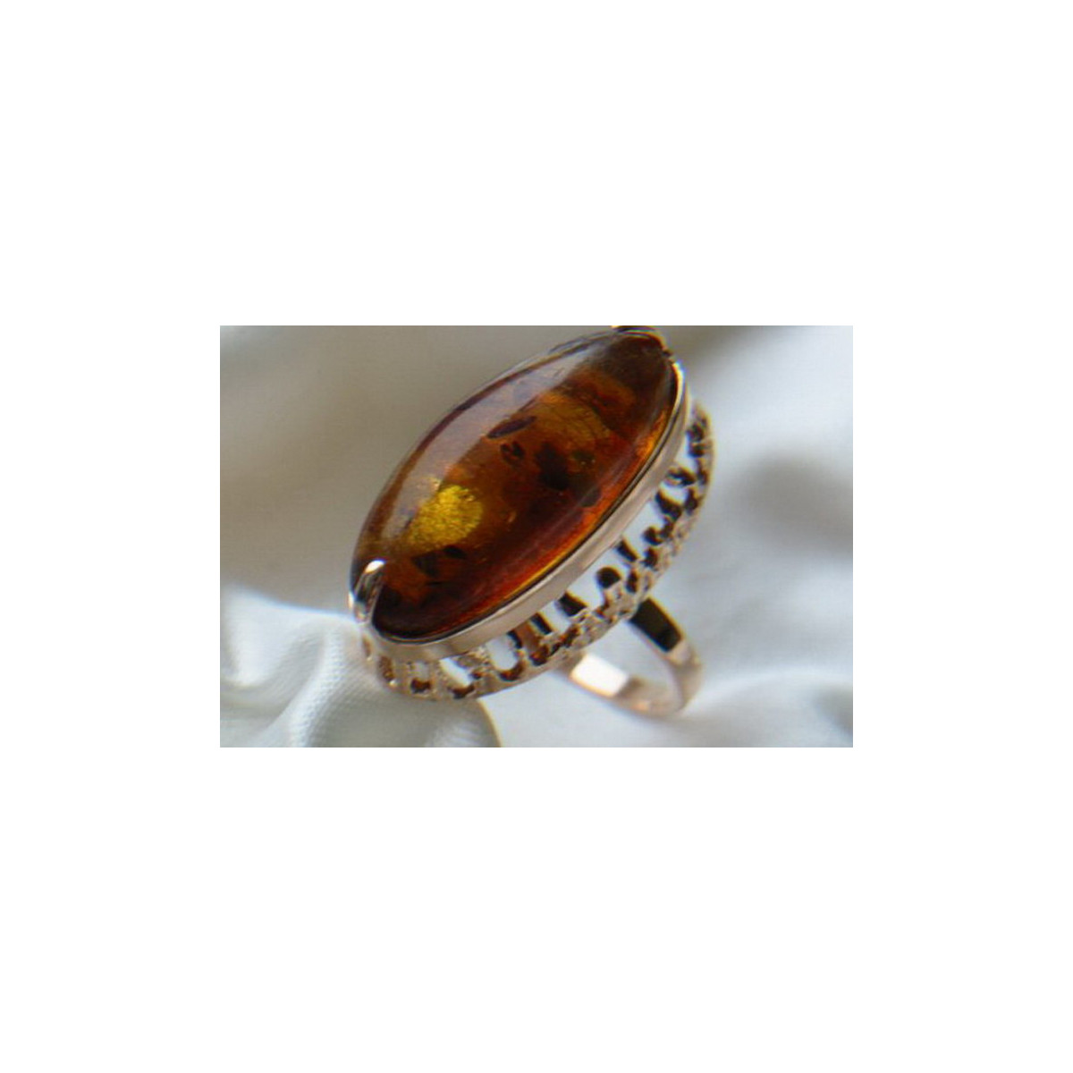 Russian rose Soviet pink USSR red 585 583 gold amber ring vrab029