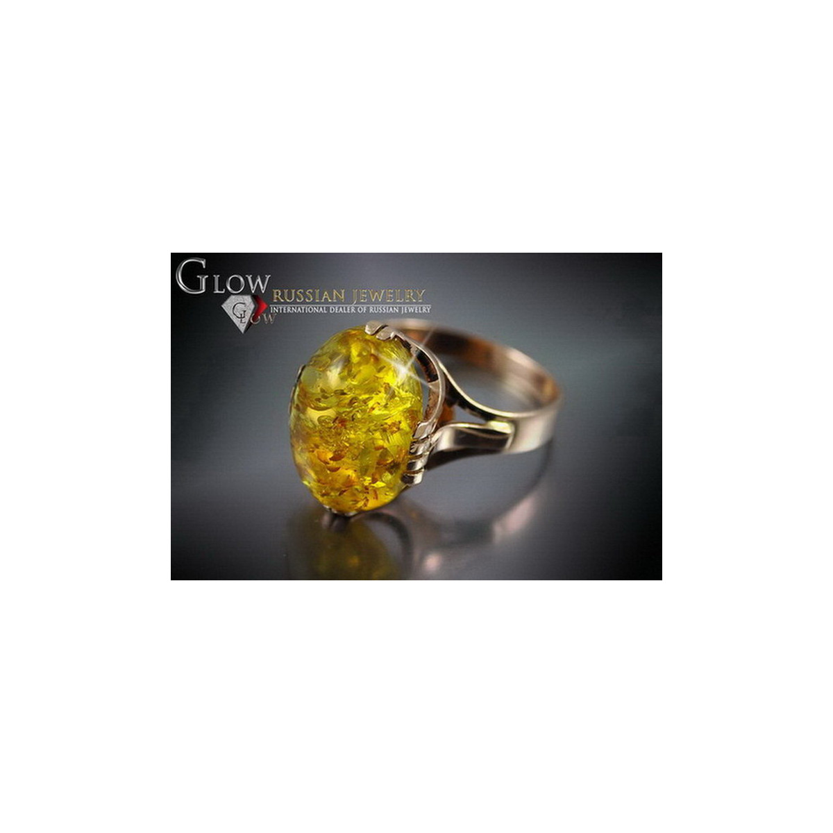 Rosa rusa rosa soviética rojo URSS 585 583 oro anillo ámbar vrab032