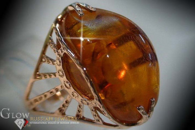 "Authentic Vintage Amber Ring in 14K Rose Gold" vrab034 vrab034