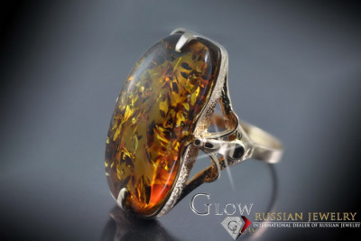 "Classic Amber Gemstone in Original 14K Rose Gold Ring" vrab035 vrab035