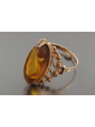 Russian rose Soviet pink USSR red 585 583 gold amber ring vrab037