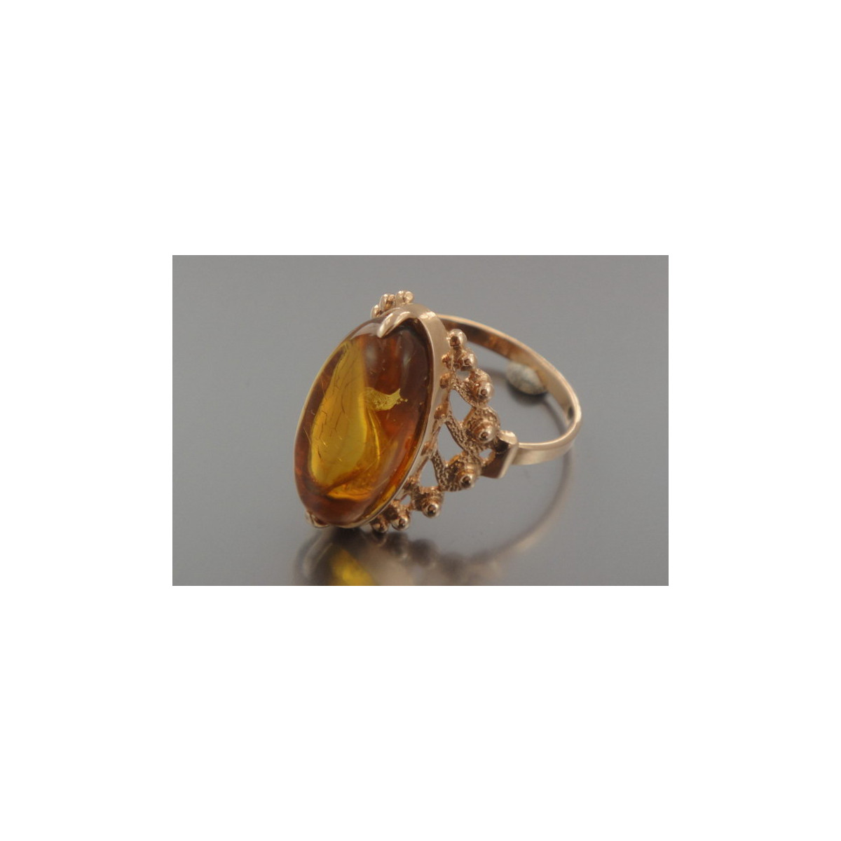 Rosa rusa rosa soviética rojo URSS 585 583 anillo ámbar dorado vrab037