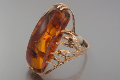 "Classic Amber in 14K Rose Gold Vintage Ring" vrab038 vrab038