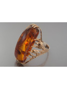 Russian rose Soviet pink USSR red 585 583 gold amber ring vrab038