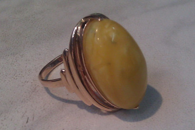 Руска роза Съветски розов СССР червен 585 583 златен кехлибарен пръстен vrab042