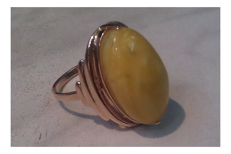 Russian rose Soviet pink USSR red 585 583 gold amber ring vrab042