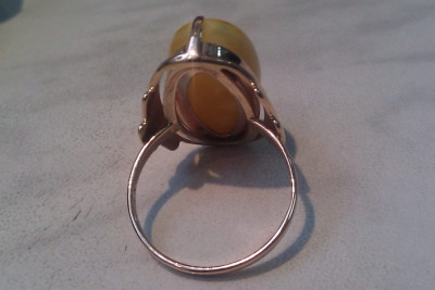 "Classic Amber Gemstone 14k Rose Gold Ring, Vintage Style" vrab042 vrab042