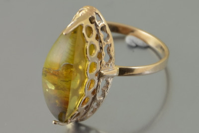 Rose russe rose soviétique rouge URSS 585 583 bague ambre or vrab043