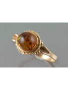 Russian rose Soviet pink USSR red 585 583 gold amber ring vrab044