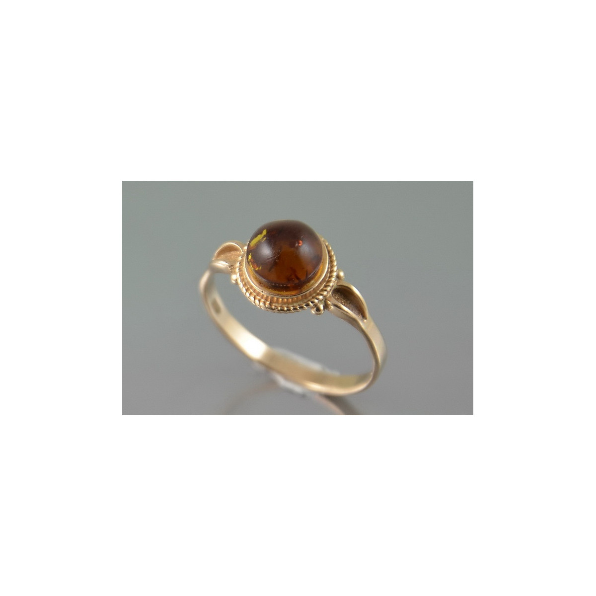 Russian rose Soviet pink USSR red 585 583 gold amber ring vrab044