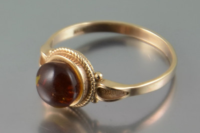 "Bague Ambre Vintage en Or Rose 14 Carats d'Origin" vrab044 vrab044