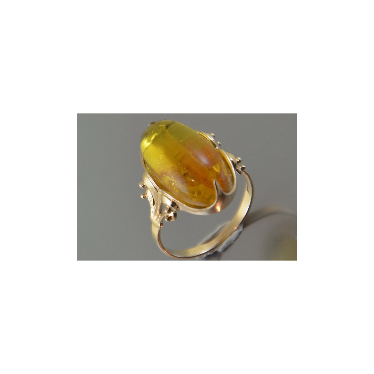 Russian rose Soviet pink USSR red 585 583 gold amber ring vrab046