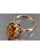 Russian rose Soviet pink USSR red 585 583 gold amber ring vrab048