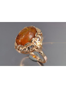 Russische Rose Sowjetische Rosa UdSSR rot 585 583 Gold Bernstein Ring vrab054