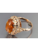 Russian rose Soviet pink USSR red 585 583 gold amber ring vrab054